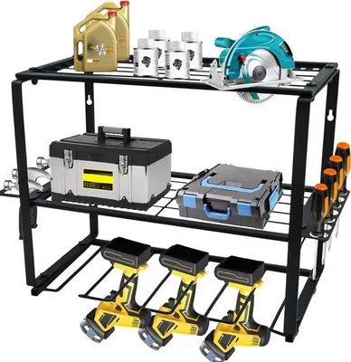 Produktbild von Metallene Werkzeughalter - 3-Schichtes Bohrhalter - Schraubendrehhalter - Werkzeugkasten - Wandmontage - Garage - Organisation
