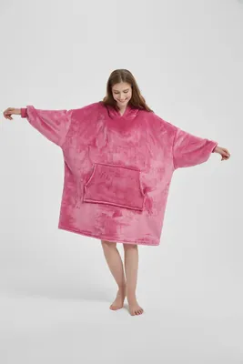 Produktbild von Decke Übergrösse Warme Dicke Decke Hoodie 2In1 Hoodie Rosa