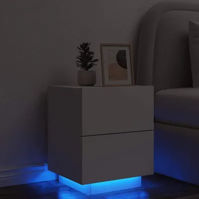 Obrázok produktu pre vidaXL Nočný stolík s LED svetlami biely materiál na báze dreva