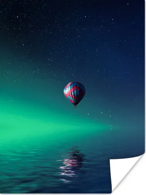 Produktbild von MuchoWow® Poster Nordlichter - Heißluftballon - Wasser 30x40 cm - Wandplakat - Poster Kinderzimmer