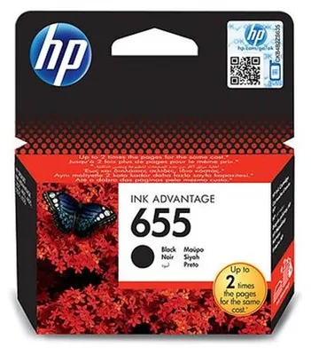 Obrázok produktu pre HP Čierna originálna atramentová kazeta 655 Ink Advantage, Štandardná výťažnosť, Čierna, Atrament na pigmentovej báze, Atrament na báze farby, 1 kusov, 550 strany