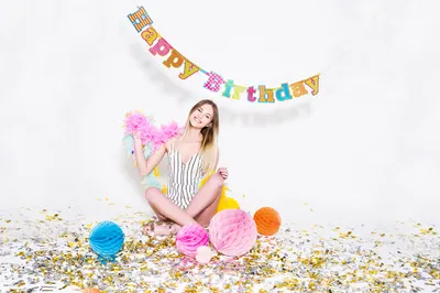 Produktbild von Happy Birthday Girlande 16x166cm Bunt holografisch