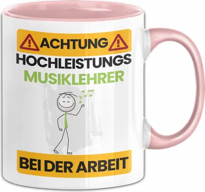 Produktbild von Musiklehrer Tasse Geschenk Lustiger Spruch Geschenkidee für Musiklehrer Achtung Hochleistungs Musiklehrer Bei Der Arbeit (Rosa)