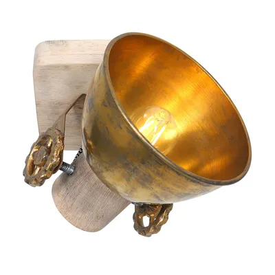 Immagine prodotto di Mexlite - faretto - Gearwood - bronzo - metallo legno di gomma - faretto a superficie - E27 - 7968BR
