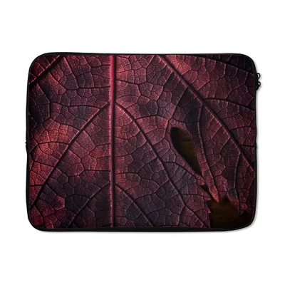 Produktbild von MuchoWow® Laptop Hülle 17 Zoll Laptoptasche Abstrakt - Rot - Blätter - Pflanze - Zipper - Schutzabdeckung