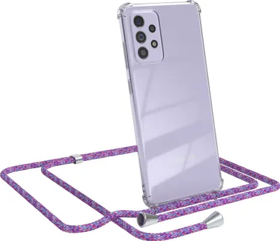 Produktbild von EAZY CASE Handykette kompatibel mit Samsung Galaxy A72 / A72 5G, Handyhülle mit Umhängeband, Handykordel, Schutzhülle Clear, Band in Bunt