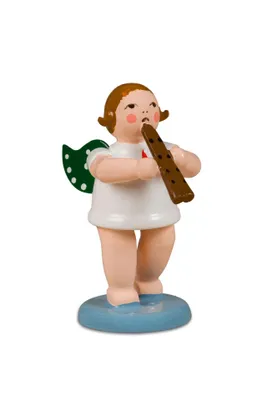 Produktbild von Miniaturengel mit Doppelflöte mit Krone Höhe ca. 6cm NEU