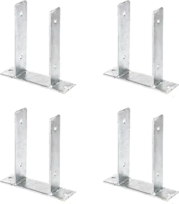Zdjęcie produktu dla Alberts 4 x wsporniki słupków w kształcie litery U, do przykręcenia, do słupków drewnianych 101 mm, wysokość 200 mm, ocynkowane ogniowo
