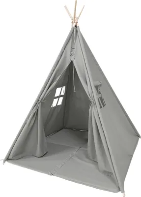 Immagine prodotto di Tenda da gioco per bambini, modello tipì, realizzata in cotone al 100%, dimensioni 120x120x160 cm, con finestre adatta sia per interni che per esterni