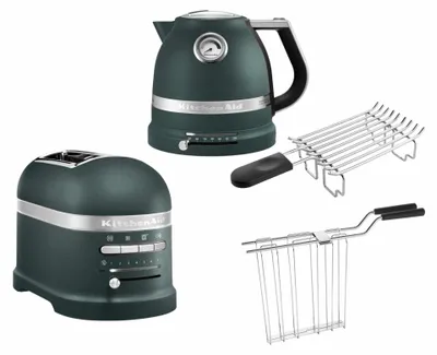 Immagine prodotto di Set per la colazione KitchenAid Artisan con bollitore 5KEK1522, tostapane a 2 fette 5KMT2204 e accessorio per panini Pebbled Palm
