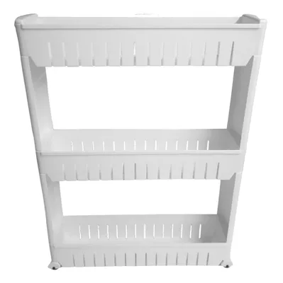 Image de Chariot de cuisine à 3 étagères Étagère de salle de bain Chariot à roulettes Chariot multi-usages , Couleur:blanc