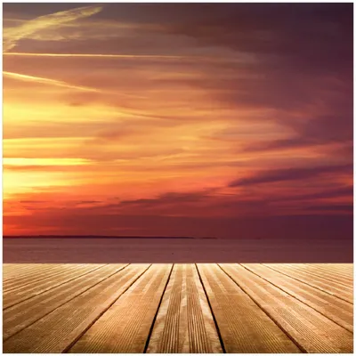 Produktbild von Wallario Memoboard Magnettafel aus Glas, Größe 50 x 50 cm, Motiv Steg am See - Sonnenuntergang und roter Himmel