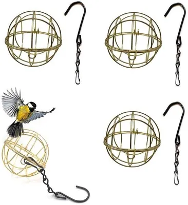 Image de Mangeoire pour oiseaux en 4 pièces, mangeoire en métal, mangeoire pour oiseaux sauvages, mangeoire pour le jardin, mangeoire avec crochet