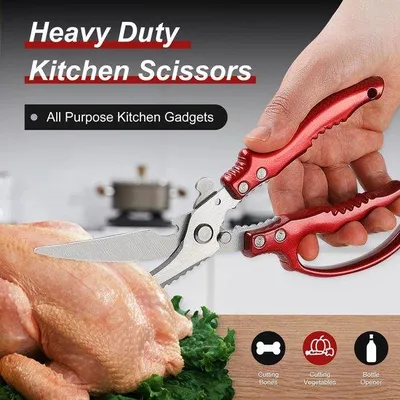 Produktbild von Universal-Kniveset für Fleisch, Fisch, Knochen, Hähnchen, Hühnchen, Geflügel. Universal-Küchenwerkzeug (Rot)
