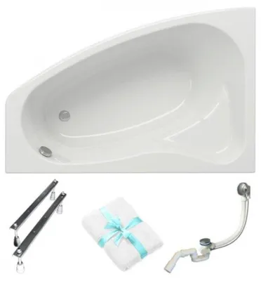Obrázok produktu pre Aqua For You | Vaňa Cersanit – 150 x 100 cm – tvar s odtokom na ľavej strane – akryl – vrátane sifónu a nôh – rohová vaňa
