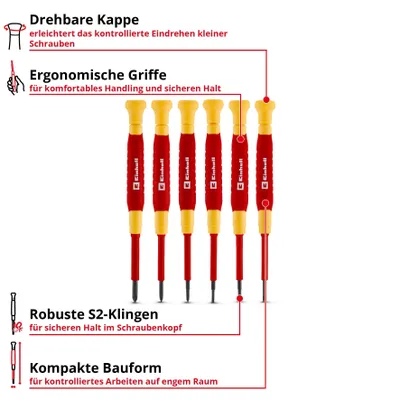 Productafbeelding van EINHELL Precisieschroevendraaierset VDE, 370542, 6-delig