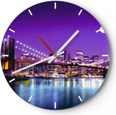 Produktbild von Wanduhr - Rund - Glasuhr - Amerika wohnung architektur - 40x40cm - Schleichendes Uhrwerk - Lautlos - zum Aufhängen bereit - Dekoration Modern - Wanddekoration aus Glas - C3AR40x40-2443