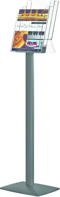 Produktbild von update displays Prospektständer Pillar silber DIN A4 3 Fächer 33,0 x 25,0 x 111,0 cm, 1 St.