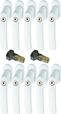 Produktbild von ABUS FG200 W SB abschließbarer Fenstergriff, weiß im Set 10 Stück