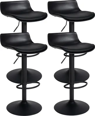 Produktbild von 4er Set Barhocker GEDAN - Kunstleder Schwarz 43x44x69 cm | Barstuhl Höhenverstellbar Mit Lehne Drehbar Tresenhocker Tresenstuhl Kneipenhocker