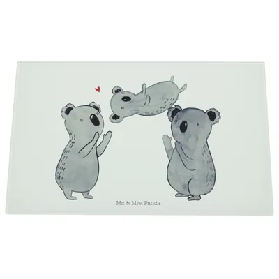 Produktbild von Mr. & Mrs. Panda Schneidebrett Aus Glas Koalas Feiern - Weiß - Geschenk, Geburtstag, Küchenbrett, Party, Herz, Koala, Happy Birthday, schneidbrett, Glasschneidebrett