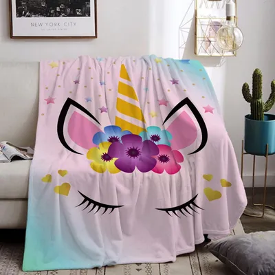 Productafbeelding van Eenhoorn Knuffeldeken Flanel voor Kinderen Roze 130x150 cm