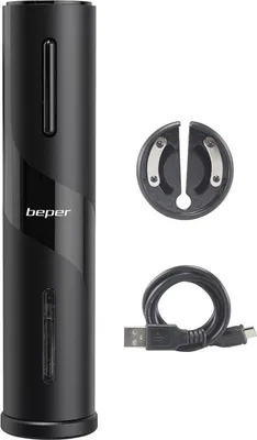 Immagine prodotto di Cavatappi elettrico Beper P102ACP100, 18W, USB, tagliacapsule, nero