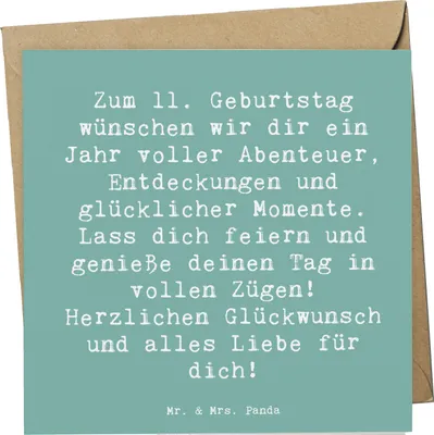 Produktbild von Mr. & Mrs. Panda Grußkarte Spruch 11. Geburtstag Wunder - Meeresbrise - Geschenk, faltkarte, Happy Birthday, besonderes Jahr, Feiertag, Meilenstein, anlasskarte, Liebe