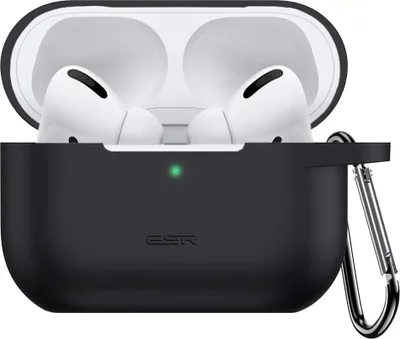 Obrázok produktu pre Puzdro na AirPods Pro 2019 – čierne silikónové, odolné + karabína