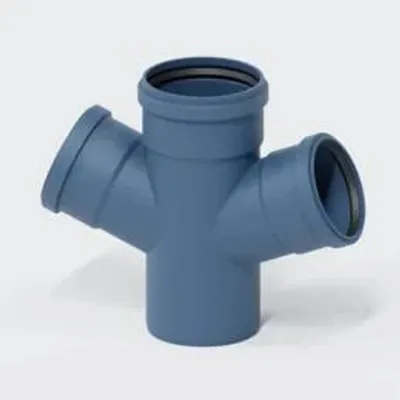Produktbild von POLOPLAST Doppelabzweig, DN125/110, POLO-KAL NG, PP-MD, Ø125/110mm, 67,5°, blau, 1 Stk.