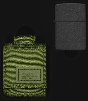 Produktbild von ZIPPO-Feuerzeug-Set BLACK CRACKLE CASE GREEN 49400-000002