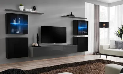 Produktbild von Wohnzimmermöbel Set 7 tlg Designer Luxus Grau Sideboard Wohnwand Neu