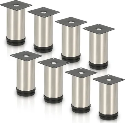 Produktbild von TolleTour 8er Set Möbelfüße Tischbein Set Sofafüße Möbelbeine Bettstützen Sofafüße Schrankfuß Möbelbeine Edelstahl 120mm