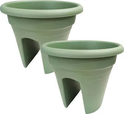 Produktbild von Balkongeländertopf Mediterran 2-fach - Ø 30 cm - Altgrün - 2 Stk