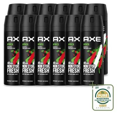 Produktbild von 12 x Axe Deodorant Bodyspray Africa - 150 ml - Vorratspackung - 12 Stücke