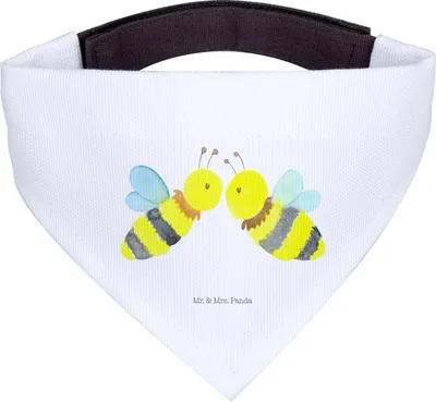 Produktbild von Mr. & Mrs. Panda Bandana Biene Liebe - Weiß - Geschenk, Halstuch Für Hunde, Dreieckstuch, Hund, Hundehalstuch