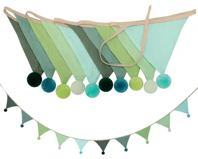 Image de Guirlande de fanions en tissu pour chambre d'enfant, 2,6 mètres, couleurs vives, modèle pour filles