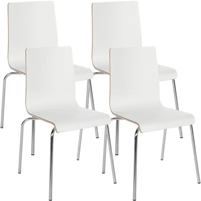 Produktbild von CLP 4er Set Stapelstühle Gahanna Formholz mit HPL-Laminat Stahlgestell bis 150 kg weiß