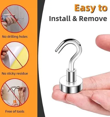 Obrázok produktu pre Magnetické háčiky (sada 10), veľmi silné magnetické háčiky na organizáciu a skladovanie, udržia až 10 kg, univerzálne pre kuchyňu - MAGTASTI