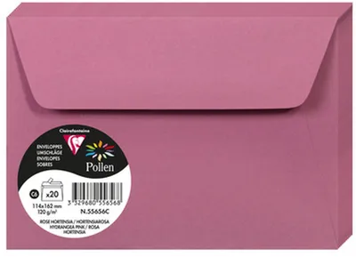 Produktbild von Clairefontaine Pollen Umschläge C6 Hortensienrosa 120g/m² 20 Stück