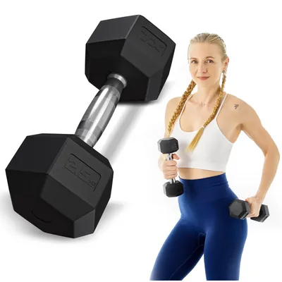 Produktbild von TREX SPORT Hexagon Gusseisen Kurzhanteln TX-025RD | gummierte Hanteln 2,5 kg mit verchromtem Griff | Krafttraining Dumbbells rutschfest, bodenschonend