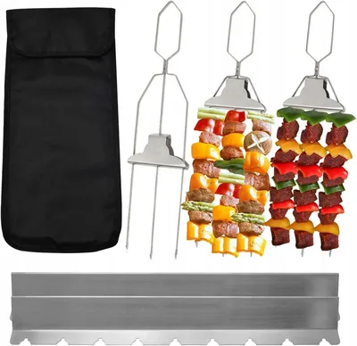 Zdjęcie produktu dla Szpikulce do grilla szaszłyki kebab 3 szt z torbą stal nierdzewna