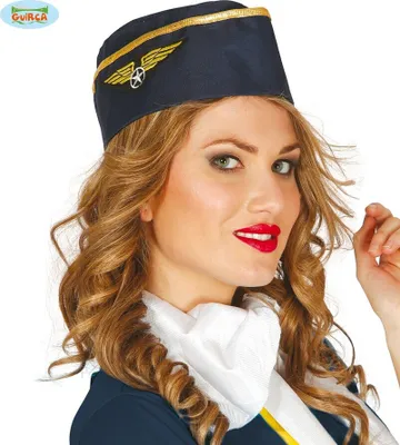 Produktbild von Lotsen Kopfbedeckung Flugbegleiter Hut Karneval Airline Uniform Karnevalshut Stewardess Pilotenhut Modeaccessoire Kostümhut Fasching Elegant, Farbe: Blau