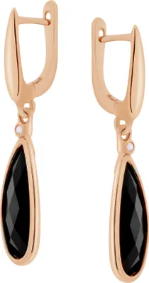 Produktbild von Ohrhänger aus 585 Rotgold mit schwarzem Achat und Diamanten