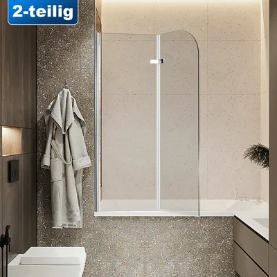 Immagine prodotto di TolleTour attacco per vasca da bagno paravento doccia pieghevole in vetro trasparente NANO 180° ESG da 6 mm montabile a destra e a sinistra pieghevole in 2 parti 100*140CM argento