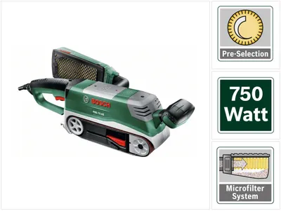 Image de Kit de ponçage à bande Bosch PBS 75 AE 750 watts avec butée et serre-joints dans un coffret (06032A1101)