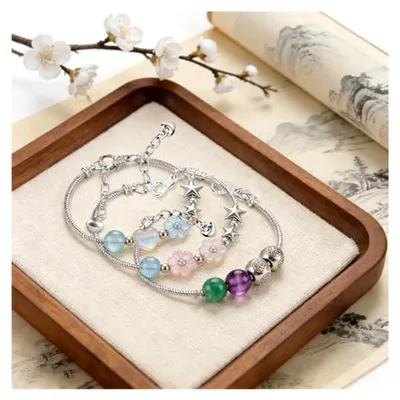 Produktbild von 6-teiliges Charm-Armband, 20 cm Kettenarmband, verstellbare Schlangenarmbänder mit Verlängerungskette und Karabinerverschluss, Silber