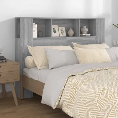 Produktbild von vidaXL Kopfteil mit Ablagen Grau Sonoma 140x18,5x104,5 cm - Kopfteil-Schrank - Kopfteil-Schränke - Bett-Kopfteil - Bett-Kopfteil-Schrank