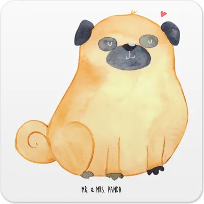 Produktbild von Mr. & Mrs. Panda Tassenuntersetzer Mops 6er Set - Weiß - Geschenk, Coaster, Hund, Tischuntersetzer, Sprüche, Glas-Untersetzer, Untersetzer für Gläser, Hundeliebe, Knuffig
