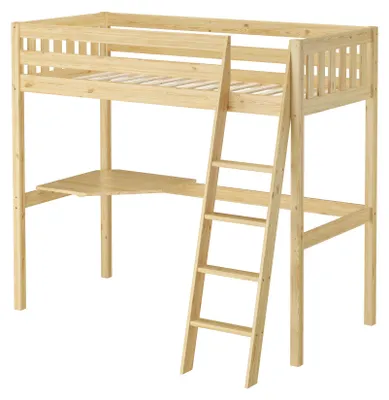 Produktbild von Hochbett Kieferholzbett Stockbett 90x200 aus Kiefer mit wählbarem Zubehör V-60.23-09
